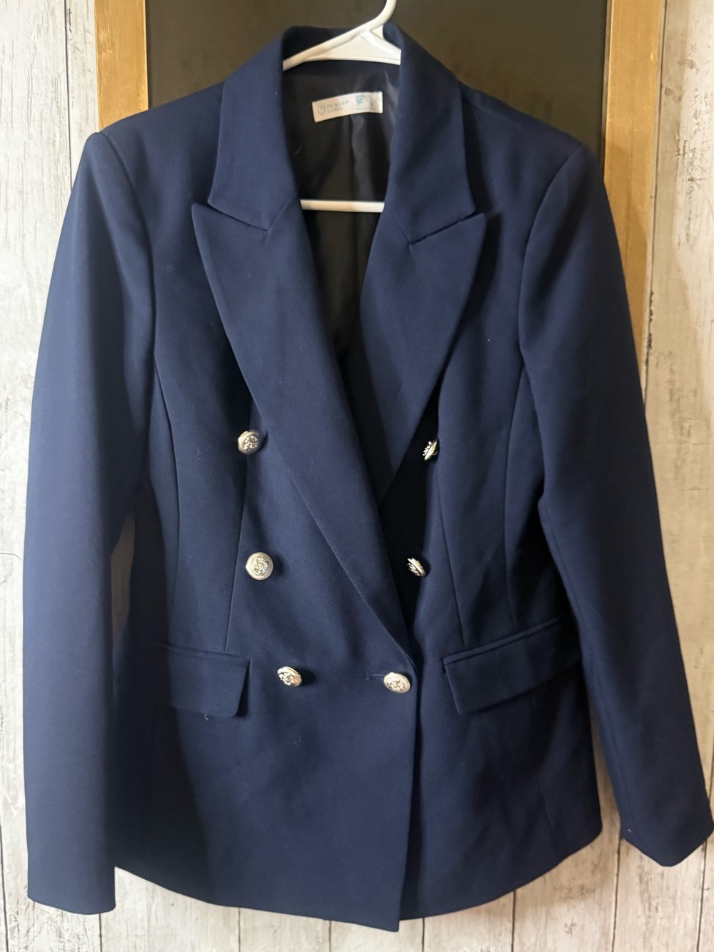 Primark Navy Double Breasted Blazer Womens  4 US 8 UK Gold Button Classic Jacket